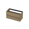 INK Wastafelonderkast - 100x45x52cm - 2 lades - greeploos - met houten keerlijst - MDF - olijf eiken SW1238889