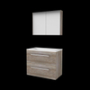 Basic-Line Comfort 46 ensemble de meubles de salle de bain 80x46cm avec poignées 2 tiroirs vasque acrylique 0 trous de robinetterie armoire de toilette mfc scotch oak SW351077