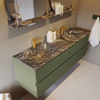 Mondiaz VICA-DLUX ensemble de meuble de salle de bain - 150cm - meuble sous-vasque armée - 4 tiroirs - lavabo encastré nuage double - 2 trous de robinet - miroir modèle spot - version XL 60cm haut - lave SW1099262