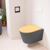 Mondiaz LAVIE hangtoilet – spoelrandloos – 36 x 53 cm – met softclose zitting – Dark grey (grijs), zitting Ocher (geel) SW1208662