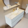 MONDIAZ VICA-DLUX Ensemble meuble de salle de bains - 120cm - meuble sous-vasque clay - 2 tiroirs - lavabo encastré cloud centré - 1 trou de robinet - version haute 60cm - glace SW1088169