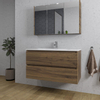Adema Chaci Ensemble de meuble - 100x46x57cm - 1 vasque ovale en céramique blanche - 1 trou de robinet - 2 tiroirs - armoire de toilette - Noyer SW826893