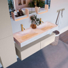 Mondiaz ALAN-DLUX Ensemble de meuble - 130cm - meuble Linen mat - 2 tiroirs - Lavabo Cloud Ostra suspendu - vasque Gauche et droite - 2 trous de robinet SW807101