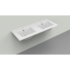 Arcqua Pakaru lavabo 121x46cm avec trop-plein 2 trous de robinet 2 vasques céramique brillant blanc SW374583