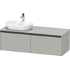 Duravit Ketho 2 meuble bas pour lavabo incl. plan de toilette avec 2 tiroirs pour vasque à gauche 140x55x45.9cm avec poignées anthracite gris béton mat SW772672