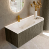 Mondiaz KURVE-DLUX Ensemble meuble de salle de bains - 115x46x40cm - 1 tiroir - 1 porte - lavabo solid surface - gauche - 1 trou de robinet - Shadow SW1414355