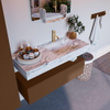 MONDIAZ ALAN - DLUX Badkamermeubelset - 110cm - onderkast - Rust - 1 lade - vrijhangende wastafel - wasbak rechts - 1 kraangat - Glace SW805857