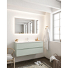 Mondiaz VICA ensemble de meuble de salle de bain - 120cm - meuble sous vasque greey - 2 tiroirs - lavabo denia milieu - 1 trou de robinet - miroir LED - version XL 60cm de haut SW1098095