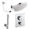 Crosswater MPRO Ensemble de douche pluie encastré - 2 poignées - vidage de baignoire - pomme de douche 30 cm - douchette à main - bras mural - chrome SW1472752