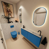 MONDIAZ TURE-DLUX Meuble toilette - 120cm - Jeans - EDEN - vasque Opalo - position droite - 1 trou de robinet SW1104371