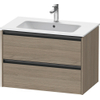 Duravit Ketho 2 meuble de salle de bains sous lavabo avec 2 tiroirs 81x48x55cm avec poignées chêne anthracite terra mat SW773027