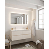 Mondiaz VICA ensemble de meuble de salle de bain - 120cm - meuble sous-vasque lin - 4 tiroirs - lavabo denia double - 2 trous de robinet - miroir LED - version XL 60cm de haut SW1098289