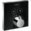 Hansgrohe ShowerSelect Glass Set de finition pour robinet d'arrêt thermostatique 2 fonctions douche noir/chromé SW95041 Hansgrohe ShowerSelect Glass Set de finition pour robinet d'arrêt thermostatique 2 fonctions douche noir/chromé SW95041