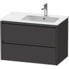 Duravit Ketho.2 Wastafelonderbouwkast - met 2 laden - voor waskom rechts - 81x48x54.9cm - met grepen antraciet - grafiet supermat SW771908