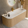 MONDIAZ KURVE-DLUX 120cm Meuble salle de bain avec module 25 G et D - couleur Oak - 1 tiroir - 2 portes - vasque BIG SMALL centre - 1 trou de robinet - couleur Opalo SW1137587