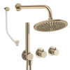 Crosswater MODULE Regendoucheset inbouw - 2 hendels - badafvoer - 30cm douchekop - handdouche - wandarm - geborsteld messing (goud) SW1472457