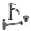 FugaFlow Eccelente Sobrado Slim Slim Kit mitigeur lavabo - robinet bas - bonde nonobturable - siphon design - PVD Gunmetal SW1124331