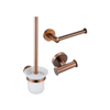 Fortifura Calvi Toiletset 3-delig - toiletrolhouder - zonder klep - toiletborstel - handdoekhaak dubbel rond - PVD - geborsteld koper SW1248390