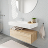 MONDIAZ ALAN 100cm - meuble bas - chêne blanchi - 1 tiroir - lavabo suspendu - vasque à gauche - 1 trou de robinet - talc SW408562