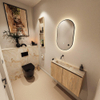 MONDIAZ TURE-DLUX Meuble toilette - 80cm - Washed Oak - EDEN - vasque Frappe - position gauche - sans trou de robinet SW1103075