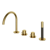 Hotbath Cobber Badkraan - badrand - draaibare mengkraan -2 functies - omstel - badrandcombinatie - PVD - geborsteld messing (goud) SW440680
