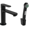 Hansgrohe Rebris s 1 greeps wastafelkraan - 110 bidette - handdouche en doucheslang - 160cm - zonder afvoer - mat zwart SW796437