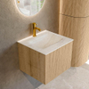 MONDIAZ KURVE-DLUX 50cm Meuble salle de bain - couleur Oak - 1 tiroir - vasque GRUNNE centre - 1 trou de robinet - couleur Ostra SW1137706