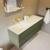 Mondiaz VICA-DLUX ensemble de meuble de salle de bain - 130cm - meuble sous-vasque armée - 2 tiroirs - lavabo encastré nuage gauche - sans trous de robinet - version haute de 60cm - opalo SW1086534