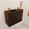 Mondiaz JOYA 61.6cm toiletmeubel - ronding rechts kleur Walnut - Wastafel FAYE positie Links 1 kraangat kleur Urban. SW1421422