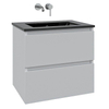 Saniclass Chaci Meuble de salle de bain - 80x45x55cm - lavabo en céramique noir mat - 1 vasque - sans trou de robinet - 2 tiroirs - blanc mat SW809367