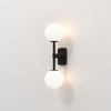 Astro Tacoma Twin Applique/Plafonnier - 230V - IP44 - bulbeux - cannelé - verre blanc - noir mat SW1569679