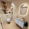 MONDIAZ TURE-DLUX Meuble WC 80 cm Clay. Lavabo EDEN Ostra position droite. Avec 1 trou de robinet. SW1104793
