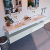 Mondiaz ALAN-DLUX Ensemble de meuble - 200cm - meuble Clay mat - 2 tiroirs - Lavabo Cloud Glace suspendu - vasque Gauche et droite - 0 trous de robinet SW806088