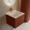 MONDIAZ KURVE-DLUX Meuble de salle de bains 50 cm couleur Ruby avec 1 tiroir et 0 porte. Lavabo GRUNNE Milieu 1 trou de robinet Meli. SW1431940