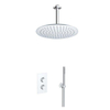 FugaFlow Eccelente Acces Ensemble de douche de tête encastré - thermostatique - bras de plafond - douche de tête 30cm - douchette à main sur barre - flexible de douche en métal - chrome SW1450490
