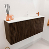 Mondiaz JOYA 90cm toiletmeubel - kleur Walnut - Wastafel FAYE positie Rechts 1 kraangat kleur Talc. SW1421326