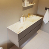 MONDIAZ VICA-DLUX Ensemble meuble de salle de bains - 130cm - meuble sous-vasque smoke - 4 tiroirs - lavabo encastré cloud à droite - 1 trou de robinet - version haute 60cm - frape SW1088908