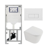 QeramiQ Dely Toiletset - 36.3x51.7cm - diepspoel - rimless - Geberit UP320 inbouwreservoir - softclose toilet zitting 35 mm - mat witte bedieningsplaat - rechthoekige knoppen - mat wit SW1235386