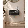 QeramiQ Fuente pack lave-mains – demi-rond – 40 x 21,5 x 12 cm – céramique noir mat – perçage à droite – robinet chromé SW1232787