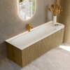 Mondiaz KURVE-DLUX Ensemble de meubles de salle de bains - 145x46x40cm - 1 tiroir - 1 porte - lavabo solid surface - gauche - 1 trou de robinet - Dusk SW1414929