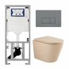 QeramiQ Dely Pack WC - 36,3x51,7cm - à fond creux - sans bride - réservoir encastré Geberit UP320 - abattant WC softclose 35mm - plaque de déclenchement gris clair - boutons rectangulaires - mat beige SW1236503