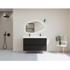 HR Infinity XXL ensemble de meubles de salle de bain 3d 120 cm 1 lavabo en céramique blanc 2 trous de robinet 2 tiroirs noir mat SW863504