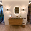 Mondiaz CIRO-DLUX Badkamermeubelset - 120x45x50cm - Solid surface wastafel Lava - 1 wasbak Rechts - zonder kraangaten - 2 lades - Oak SW1531022