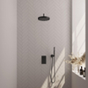 BRAUER Stripe Douche de pluie encastrée thermostatique - 3 voies - rectangulaire - SET 14 - pomme de douche 25 cm - bras mural courbé - douchette barre - flexible de douche - coude de raccordement mural - noir mat SW1435142