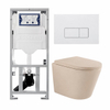 QeramiQ Dely Toiletset - 36.3x51.7cm - diepspoel - rimless - Geberit UP320 inbouwreservoir - softclose toilet zitting - 35mm - mat witte bedieningsplaat - rechthoekige knoppen - mat beige SW1236518
