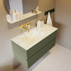 Mondiaz VICA-DLUX ensemble de meuble de salle de bain - 100cm - meuble sous-vasque armée - 2 tiroirs - lavabo encastré nuage gauche - sans trous de robinet - miroir modèle spot - version XL 60cm de haut - opalo SW1098947