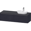 Duravit Ketho.2 Wastafelonderbouwkast - inclusief consoleplaat - met 2 laden - voor waskom rechts - 160x55x45.9cm - met handgrepen antraciet - eiken zwart mat SW772848