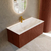 Mondiaz KURVE-DLUX Ensemble de meuble salle de bain - 100x46x40cm - 1 tiroir - lavabo en solid surface - milieu - 1 trou de robinet - Ruby SW1415646