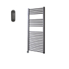 Sanicare HVS Elektrische Radiator - 111.8x45cm - 596W - met afstandsbediening - thermostaat - zwart - linksonder - gunmetal (antraciet) SW1210783