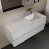 Mondiaz Aivy ensemble de meuble de salle de bains - 120x45x50cm - 0 trous de robinetterie - 1 vasque talc Solid surface - Droite - 2 tiroirs - Avec armoire de toilette - MDF Talc SW892330